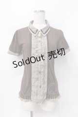 axes femme / 切り替え襟付きTシャツ M 茶 Y-25-07-31-037-AX-TO-SZ-ZY