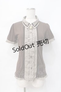 axes femme / 切り替え襟付きTシャツ M 茶 Y-25-07-31-037-AX-TO-SZ-ZY