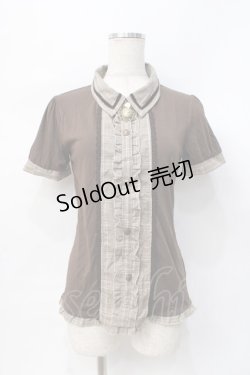 画像1: axes femme / 切り替え襟付きTシャツ M 茶 Y-25-07-31-037-AX-TO-SZ-ZY