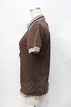 画像2: axes femme / 切り替え襟付きTシャツ M 茶 Y-25-07-31-037-AX-TO-SZ-ZY