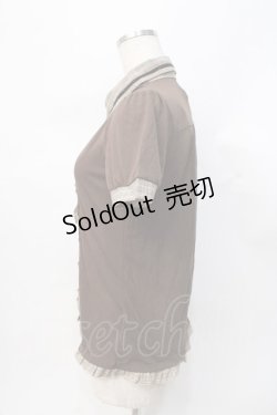 画像2: axes femme / 切り替え襟付きTシャツ M 茶 Y-25-07-31-037-AX-TO-SZ-ZY