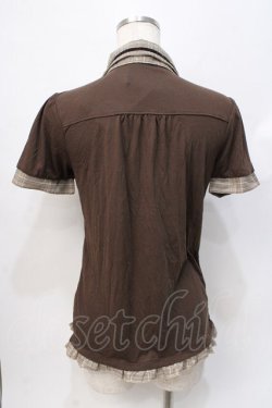 画像3: axes femme / 切り替え襟付きTシャツ M 茶 Y-25-07-31-037-AX-TO-SZ-ZY