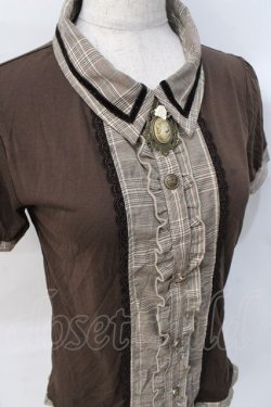 画像4: axes femme / 切り替え襟付きTシャツ M 茶 Y-25-07-31-037-AX-TO-SZ-ZY