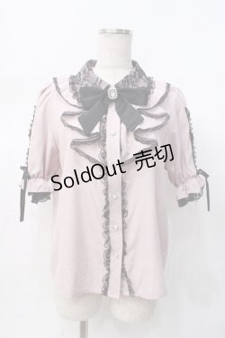 画像1: NOEMIE / ラッフルフリルレースアップブラウス M ピンク Y-25-07-31-043-LO-BL-SZ-ZT393