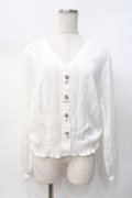 axes femme / プチローズモチーフカーデ  白 Y-25-07-31-044-AX-TO-SZ-ZY