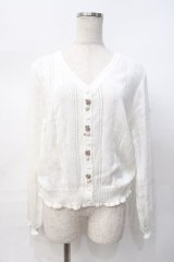 axes femme / プチローズモチーフカーデ  白 Y-25-07-31-044-AX-TO-SZ-ZY