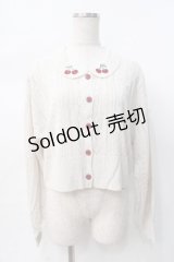 axes femme POETIQUE / チェリー刺繍衿付きニットカーデ  生成り Y-25-07-31-045-AX-TO-SZ-ZY