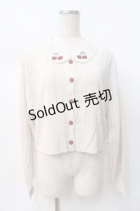 axes femme POETIQUE / チェリー刺繍衿付きニットカーデ  生成り Y-25-07-31-045-AX-TO-SZ-ZY