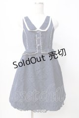 axes femme / 襟付きジャガードジャンドレ M 紺 Y-25-07-31-048-AX-OP-SZ-ZY