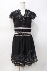axes femme / バラモチーフシフォンワンピース M 黒 Y-25-07-31-055-AX-OP-SZ-ZY