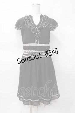 画像1: axes femme / バラモチーフシフォンワンピース M 黒 Y-25-07-31-055-AX-OP-SZ-ZI