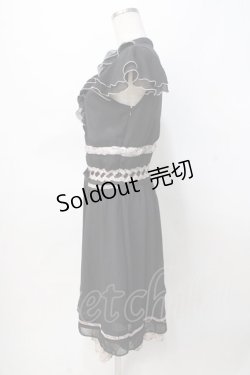 画像2: axes femme / バラモチーフシフォンワンピース M 黒 Y-25-07-31-055-AX-OP-SZ-ZI