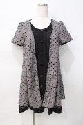axes femme / フロッキードットレイヤード風ワンピース M 黒 Y-25-07-31-056-AX-OP-SZ-ZY