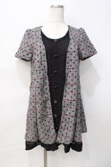 axes femme / フロッキードットレイヤード風ワンピース M 黒 Y-25-07-31-056-AX-OP-SZ-ZY