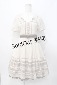 axes femme / レース×スタンププリントワンピース M 生成り Y-25-07-31-057-AX-OP-SZ-ZY