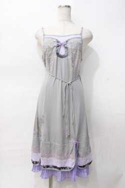 画像1: Ozz oneste / 桜刺繍チャイナキャミワンピース  グレー×ラベンダー Y-25-07-31-061-OO-OP-SZ-ZY