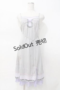 画像1: Ozz oneste / 桜刺繍チャイナキャミワンピース  グレー×ラベンダー Y-25-07-31-061-OO-OP-SZ-ZY