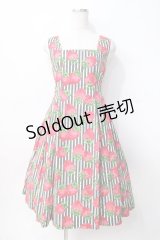 Jane Marple / ストロベリーmeetsストライプスクエアドレス M 黒 Y-25-07-31-068-JM-OP-SZ-ZT510