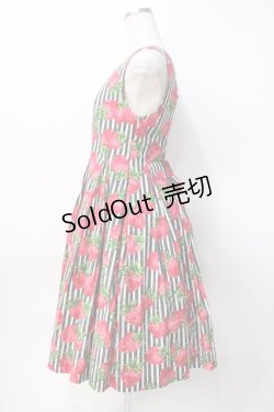 画像2: Jane Marple / ストロベリーmeetsストライプスクエアドレス M 黒 Y-25-07-31-068-JM-OP-SZ-ZT510