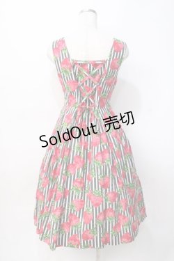 画像3: Jane Marple / ストロベリーmeetsストライプスクエアドレス M 黒 Y-25-07-31-068-JM-OP-SZ-ZT510