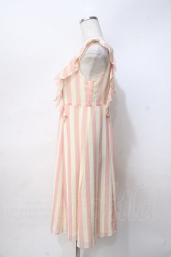 画像2: Emily Temple cute / ストライプジョーゼットフリル袖ノースリーブワンピース  ピンク Y-25-07-31-074-ET-OP-SZ-ZY