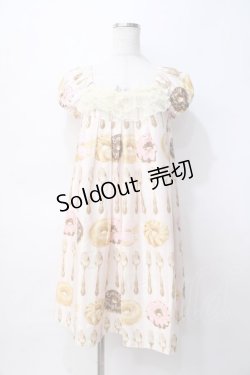 画像1: Emily Temple cute / カトラリー＆ドーナツプリントワンピース  ピンク Y-25-07-31-075-ET-OP-SZ-ZY
