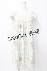 Emily Temple cute / カトラリー＆ドーナツプリントワンピース  ミント Y-25-07-31-076-ET-OP-SZ-ZY