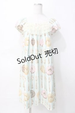 画像1: Emily Temple cute / カトラリー＆ドーナツプリントワンピース  ミント Y-25-07-31-076-ET-OP-SZ-ZY