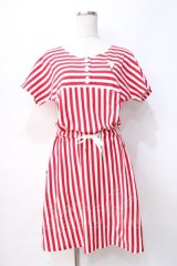 Katie / ICECREAM BORDER one-piece F レッド Y-25-07-31-084-LO-OP-SZ-ZY