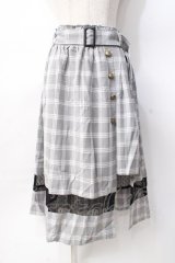 axes femme POETIQUE / スリットデザインチェックスカート  グレー Y-25-07-31-094-AX-SK-SZ-ZY