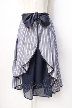 画像1: axes femme POETIQUE / リボンベルトストライプスカート  紺 Y-25-07-31-095-AX-SK-SZ-ZY
