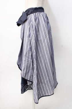画像2: axes femme POETIQUE / リボンベルトストライプスカート  紺 Y-25-07-31-095-AX-SK-SZ-ZY