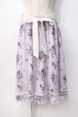 画像1: axes femme / パピヨンフルールプリントスカート  ラベンダー Y-25-07-31-097-AX-SK-SZ-ZY