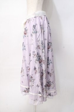 画像2: axes femme / パピヨンフルールプリントスカート  ラベンダー Y-25-07-31-097-AX-SK-SZ-ZY