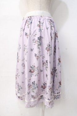 画像3: axes femme / パピヨンフルールプリントスカート  ラベンダー Y-25-07-31-097-AX-SK-SZ-ZY