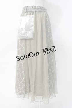 画像2: axes femme / レース×チュールミディスカート  カーキ Y-25-07-31-100-AX-SK-SZ-ZI