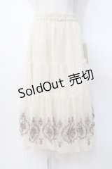 axes femme / ローズ刺繍チュールスカート  生成り Y-25-07-31-102-AX-SK-SZ-ZY