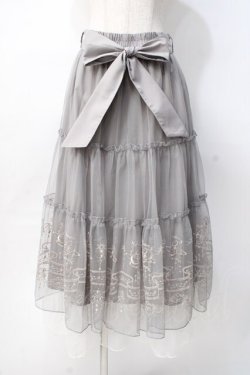 画像1: axes femme / エトワールシシュウチュールスカート  グレー Y-25-07-31-104-AX-SK-SZ-ZY