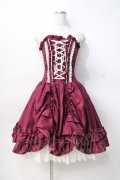 ATELIER PIERROT / バッスルコルセットワンピース  ワイン×ホワイト Y-25-07-31-114-EL-OP-SZ-ZY