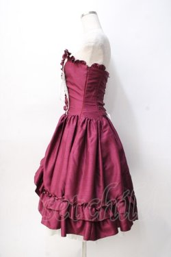 画像2: ATELIER PIERROT / バッスルコルセットワンピース  ワイン×ホワイト Y-25-07-31-114-EL-OP-SZ-ZY