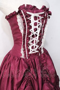 画像4: ATELIER PIERROT / バッスルコルセットワンピース  ワイン×ホワイト Y-25-07-31-114-EL-OP-SZ-ZY