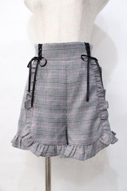 画像1: Honey Cinnamon / チェックフリルショートパンツ F グレー Y-25-07-31-121-LO-PA-SZ-ZY
