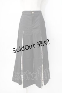 axes femme / スカーフ切替ワイドパンツ  黒 Y-25-07-31-122-AX-PA-SZ-ZY