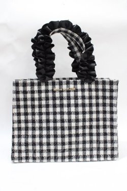 画像1: Maison de FLEUR / EC限定ギンガムフリルハンドルスクエアトートバッグ F ブラック Y-25-07-31-018-LO-BG-SZ-ZY
