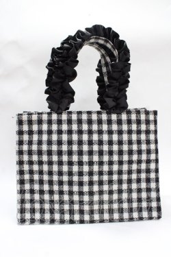 画像3: Maison de FLEUR / EC限定ギンガムフリルハンドルスクエアトートバッグ F ブラック Y-25-07-31-018-LO-BG-SZ-ZY
