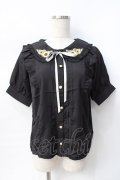 axes femme POETIQUE / ヒマワリブーケ刺繍ブラウス  黒 Y-25-07-31-026-AX-BL-SZ-ZY