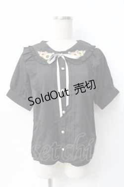 画像1: axes femme POETIQUE / ヒマワリブーケ刺繍ブラウス  黒 Y-25-07-31-026-AX-BL-SZ-ZY