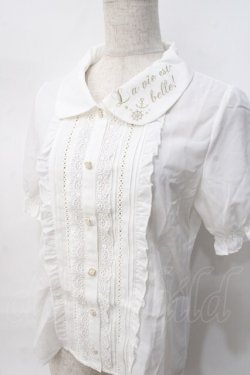画像4: axes femme POETIQUE / マリン刺繍パフブラウス  白 Y-25-07-31-028-AX-BL-SZ-ZY
