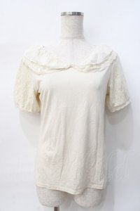axes femme / レースパフスリーブTシャツ M 生成り Y-25-07-31-029-AX-TO-SZ-ZY