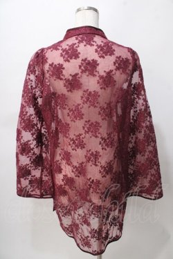 画像2: axes femme kawaii / シースルーチャイナブラウス M ワイン Y-25-08-02-034-AX-BL-SZ-ZY